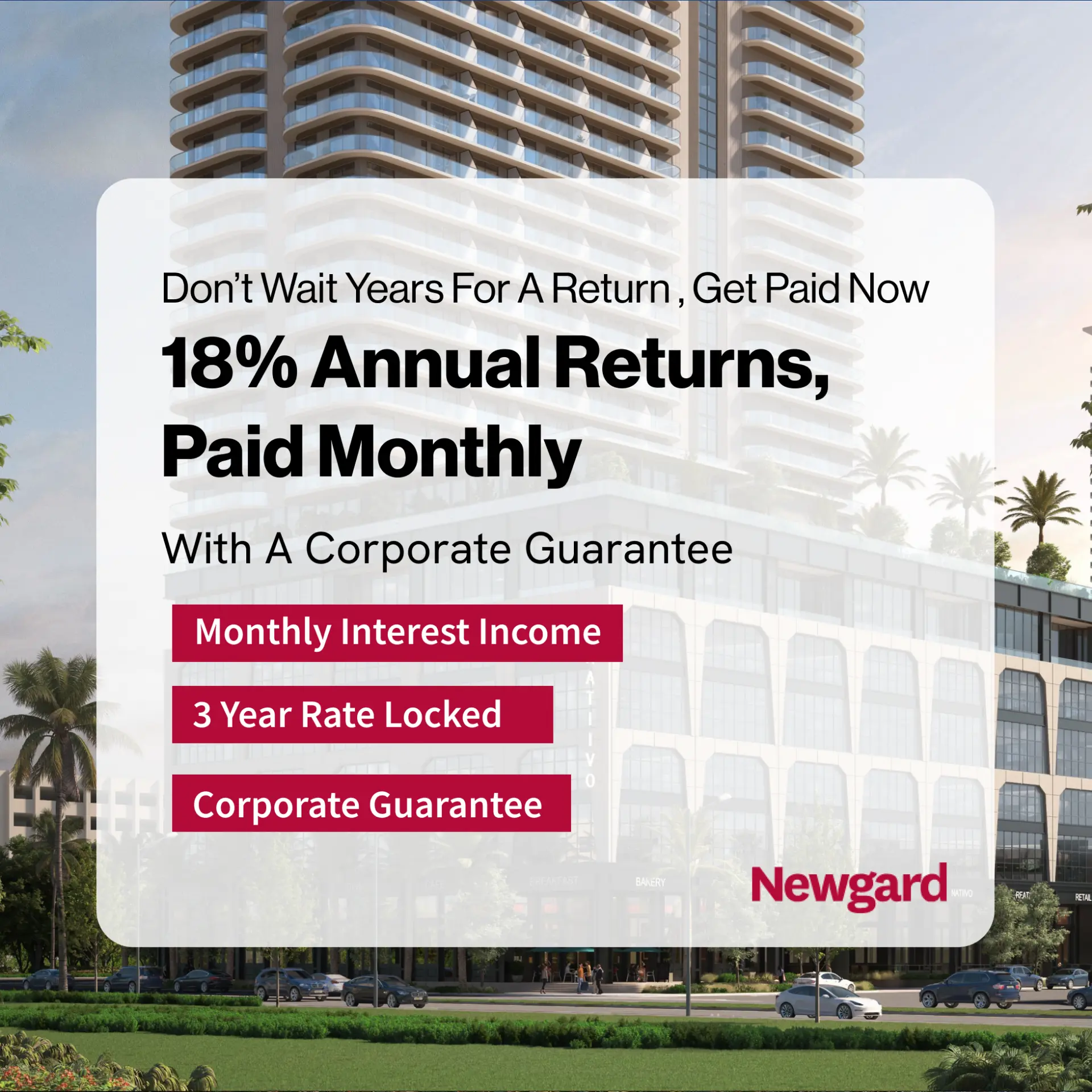 "18% Annual Returns, Paid Monthly" · offer-led hero
