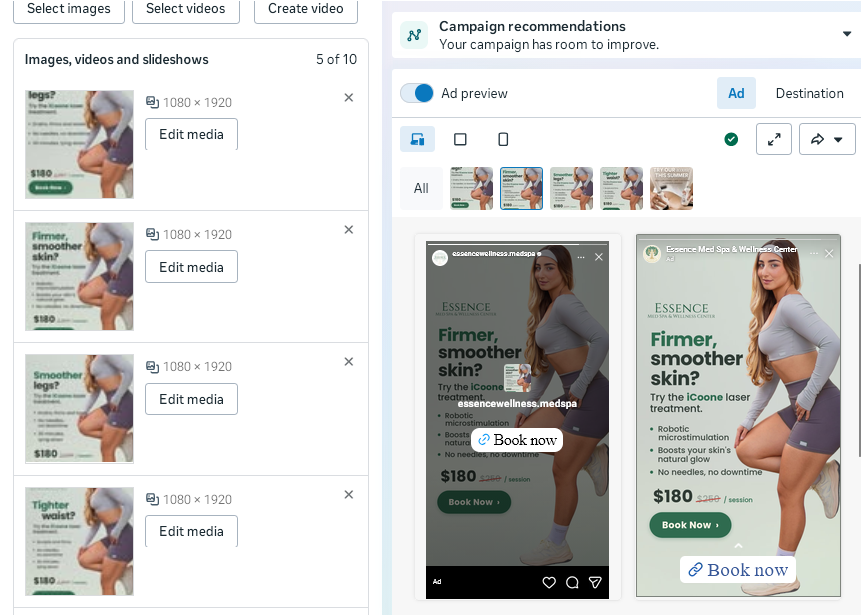Ad setup · Image variants