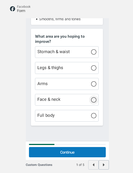 Instant form · Step 2: Area to improve
