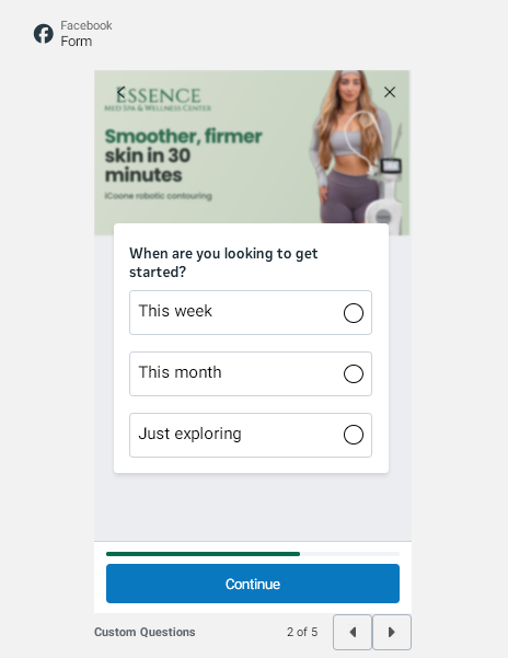 Instant form · Step 3: Timing / intent